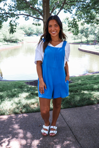 Summer Sale 30 • Blue Square Neck Romper - FINAL SALE