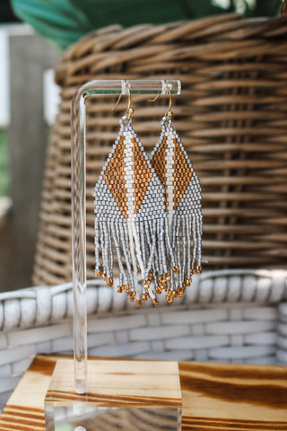 Fringed & Flirty Beaded Earrings • Silver Grey