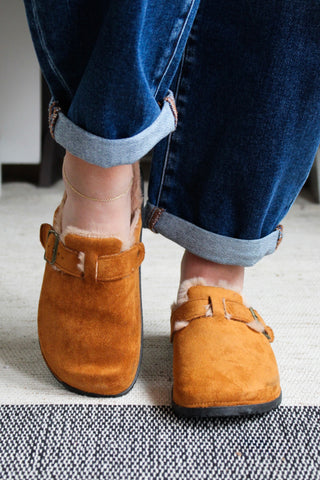 Better Find Out Buckle Clog • Camel