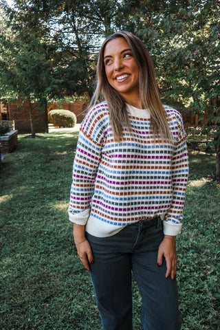 Making Memories Geometric Sweater • Cream Multi