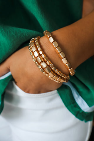 Mariah • matte gold block bracelet set