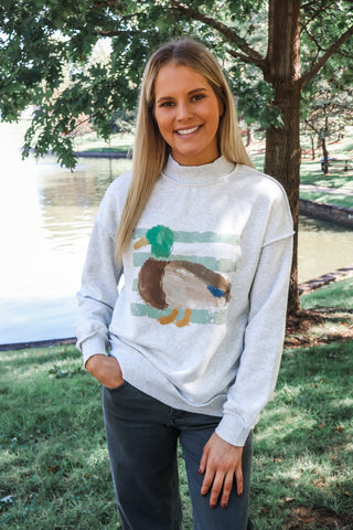 Painted Mallard Pullover • Ash Grey