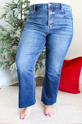 Clara Stretch Waist Straight | Tummy Control • Dark Wash - PLUS