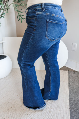 Maybelle High Rise Flare • Dark Wash - PLUS