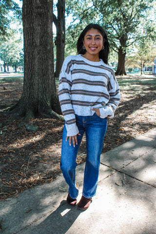 Bright Side Speckled Sweater • Oatmeal Stripe - FINAL SALE