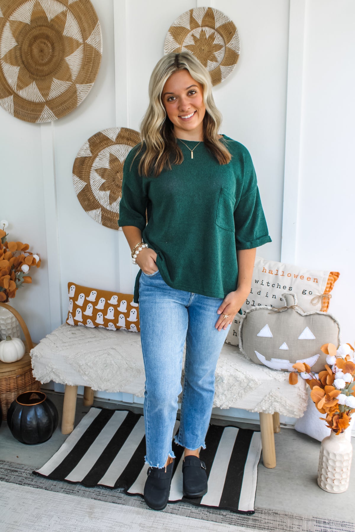 Cider Season Pocket Top • Emerald