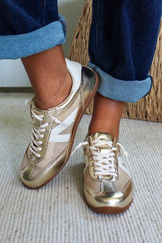 Mavis Mesh Panel Sneaker • Gold