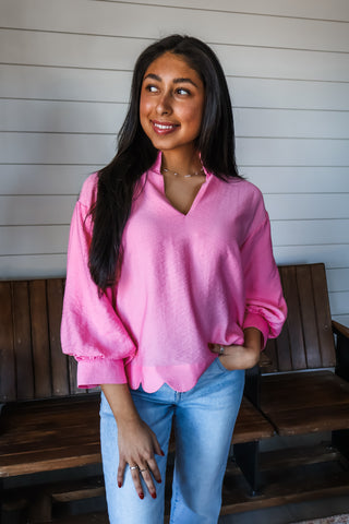 Polished Perfection Scallop Top • Pink