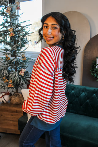 Happy Stripes Pullover • Red/Cream