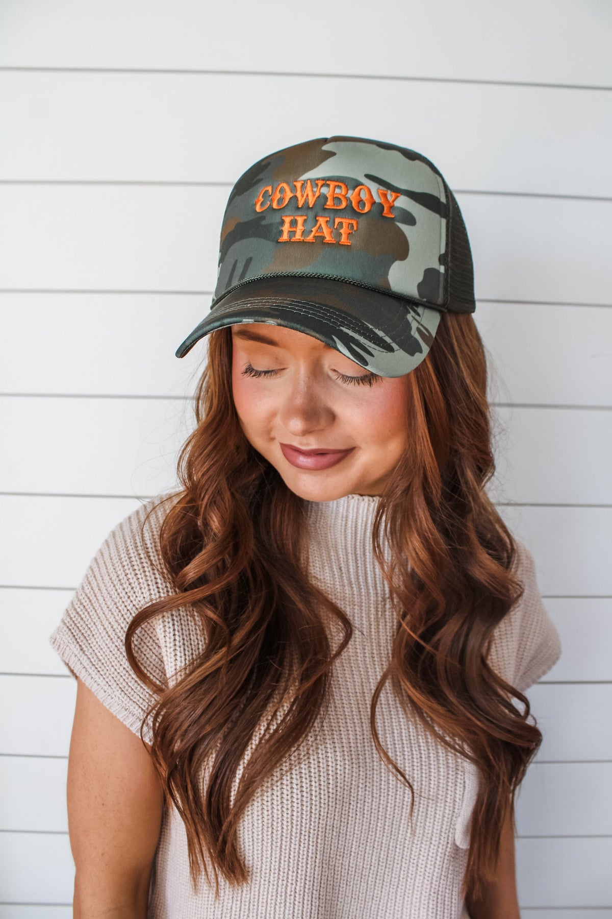 Cowboy Hat Embroidered Camo Trucker