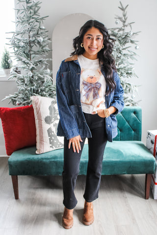 Railroad Stripes Denim Barn Jacket