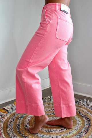 Anastasia Crop Wide Leg • Neon Pink