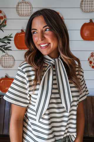 Tie Breaker Striped Tee • Cream/Olive