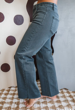 Autumn Raw Hem Straight Leg • Forest Shadow