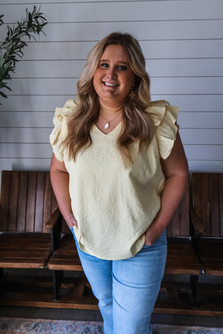 Refined Ruffles Textured Top • Yellow - PLUS