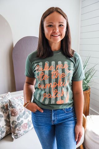 Take Me To The Pumpkin Patch Graphic Tee • Olive