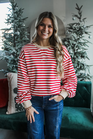 Playful Stripes Pullover • Red/White
