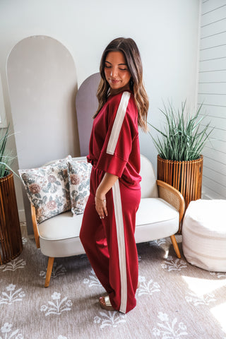 Laidback Leisure Pant Set • Crimson