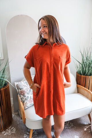 Double Up Pocket Dress • Burnt Orange