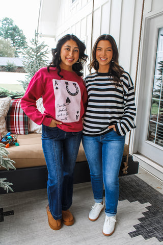 Luckiest Girl In The World Graphic Sweatshirt • Heather Red