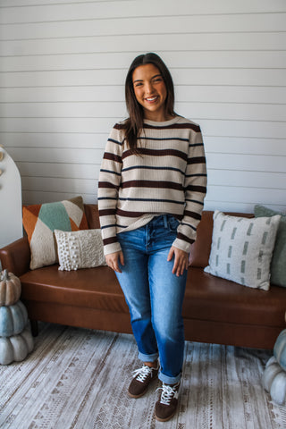 Cabin Fever Striped Sweater • Espresso