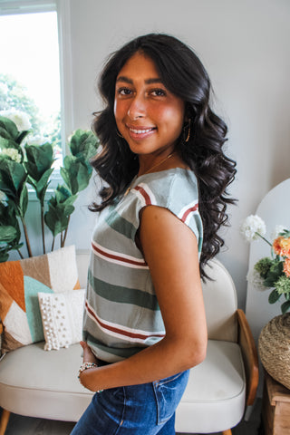 Down The Line • Sage Stripe - FINAL SALE