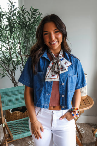 Sadie Cropped Denim Shirt • Medium Indigo