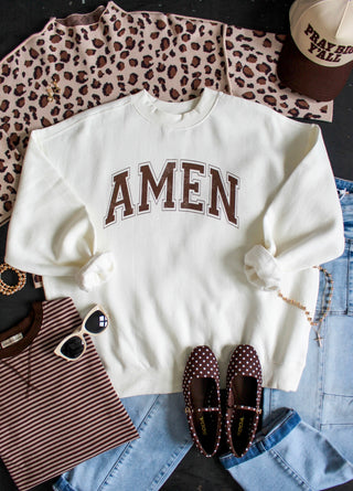 Amen Graphic Mock Neck Sweatshirt • Ivory