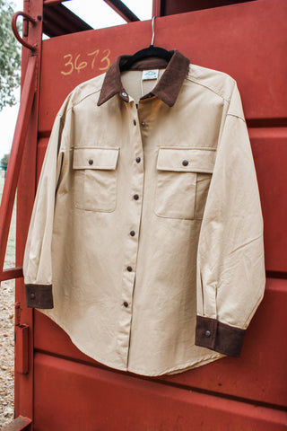 Day In The Country Contrast Shacket • Tan