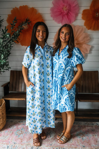 Wildflower Whimsy Shirtdress • Blue Stripe