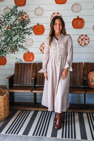 Another Story Shirtdress • Brown Stripes
