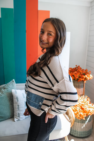 Modern Edge Denim Pocket Sweater - FINAL SALE