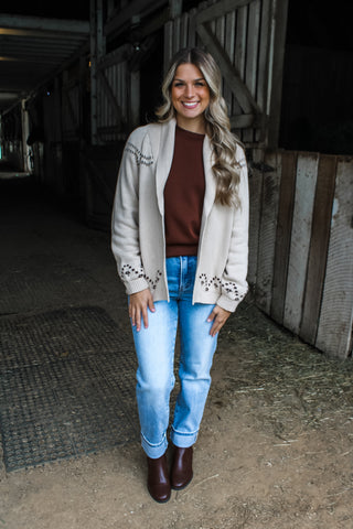 Hold Your Horses Sweater Cardigan  • Cream