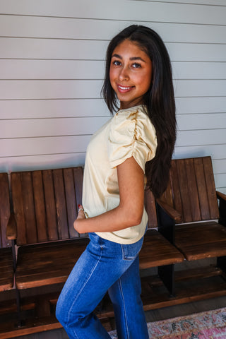 Peyton Puff Sleeve Top • Butter Yellow