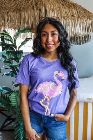 Flamingo Festival Graphic Tee • Heather Purple