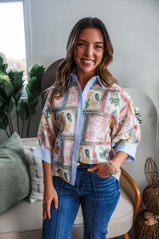 Life & Lemons Printed Shirt • Blue Stripe