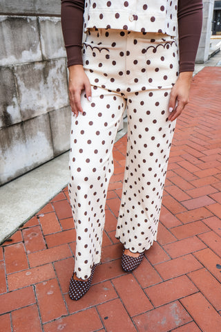 Sunday Spot Scallop Pants • Cream Dot