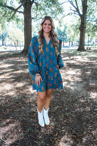 Pretty In Print Pocket Dress • Teal