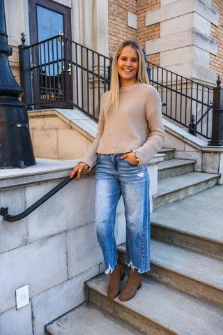 Effortless Classic Crewneck Sweater • Taupe