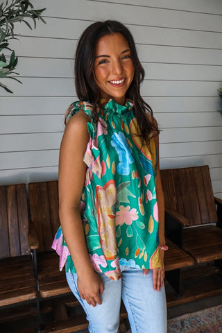 Tropical Twist Ruffle Top • Green - FINAL SALE