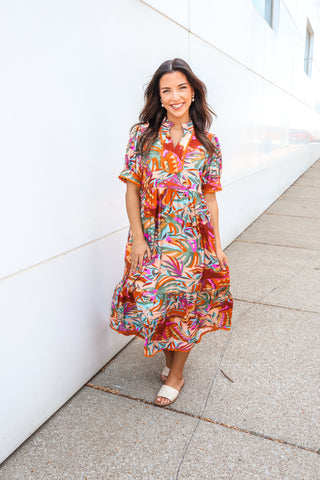 Island Vibes Printed Midi • Apricot