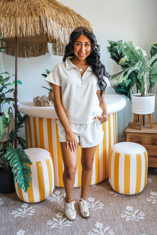 Beachside Stroll Short Set • Heather Cream