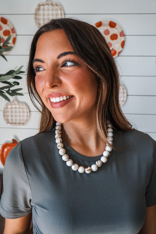 Harvest Moon Marble Necklace • Cream