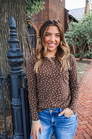 Meadow Darling Crewneck • Brown Floral