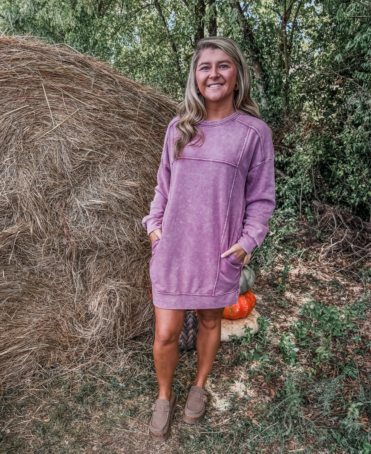 Pumpkin Bonfire Pocket Dress • Faded Magenta