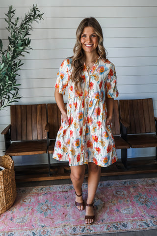 Poppy Fields Pocket Dress • Cream Floral