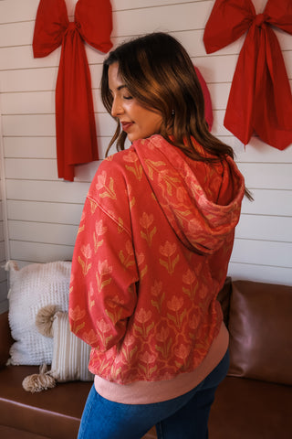 Time To Bloom Floral Pullover • Coral