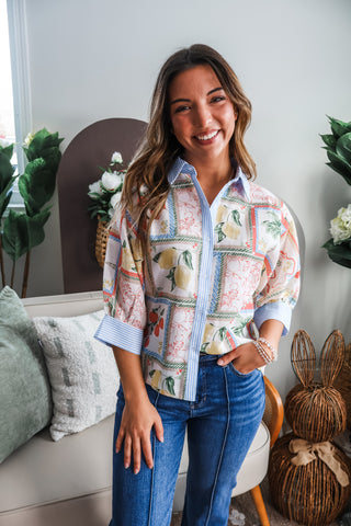 Life & Lemons Printed Shirt • Blue Stripe