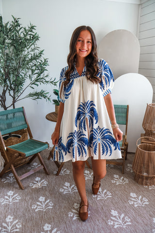 Palm Beach Paradise • Cream/Blue