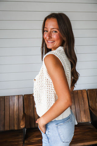 Breezy Afternoons Button Vest • Cream